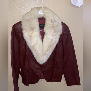 Worn once brown leather jacket